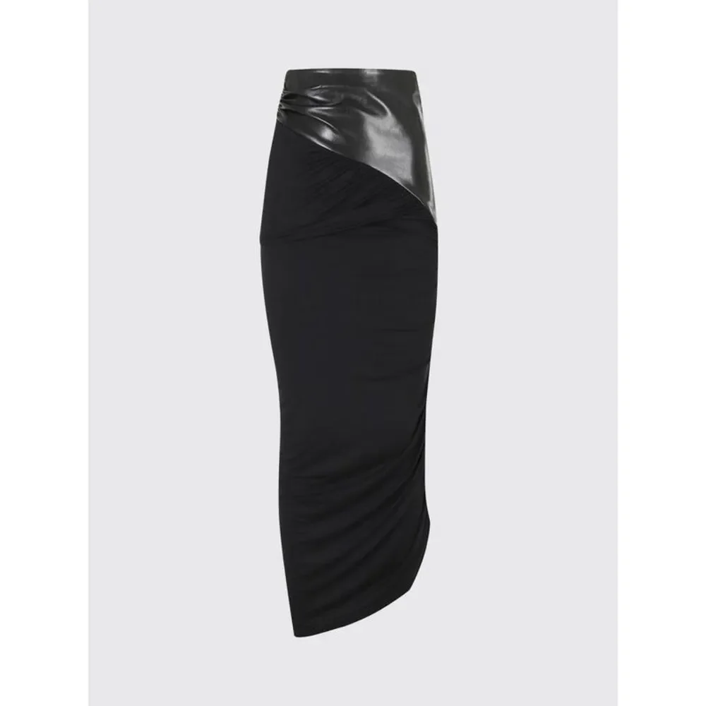 The Andamane Women The Andamane Draped Asymmetric Hem Midi Pencil Skirt